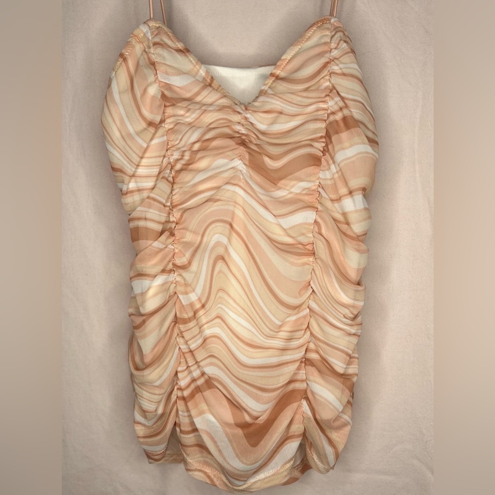 y2k Orange Cream & White Swirl Tank